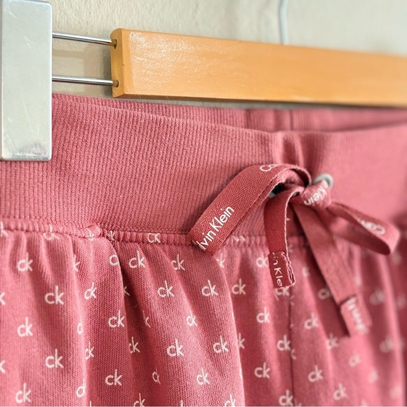 Calvin Klein Pink CK Pattern Cotton Cuffed Joggers - Picture 5 of 16